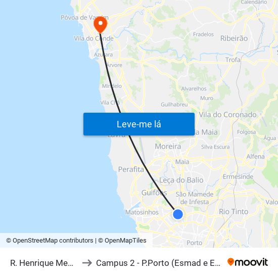 R. Henrique Medina to Campus 2 - P.Porto (Esmad e Eseig) map