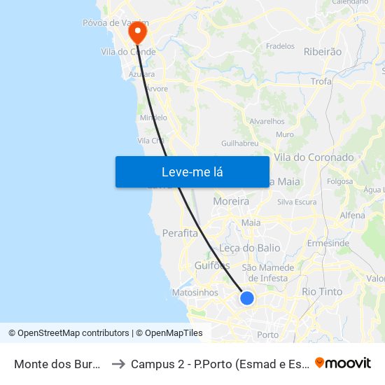 Monte dos Burgos to Campus 2 - P.Porto (Esmad e Eseig) map