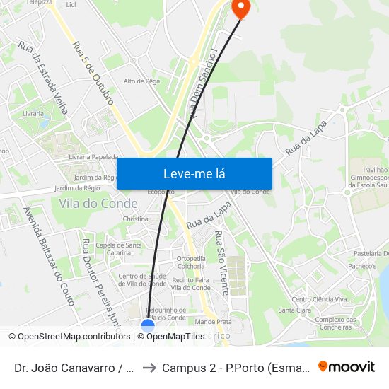 Dr. João Canavarro / Correios to Campus 2 - P.Porto (Esmad e Eseig) map