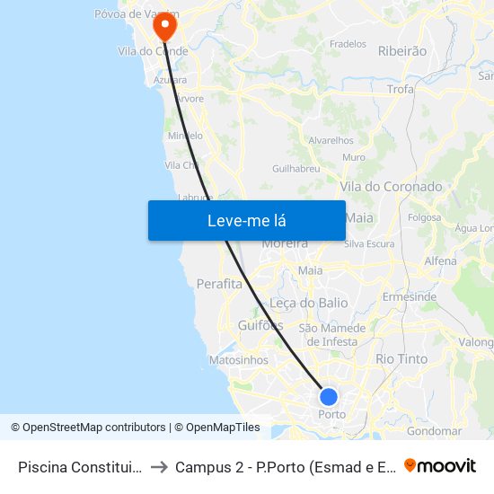 Piscina Constituição to Campus 2 - P.Porto (Esmad e Eseig) map