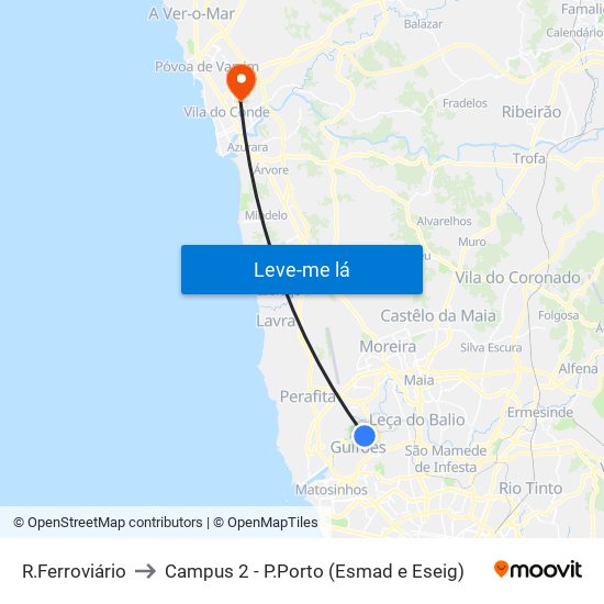 R.Ferroviário to Campus 2 - P.Porto (Esmad e Eseig) map