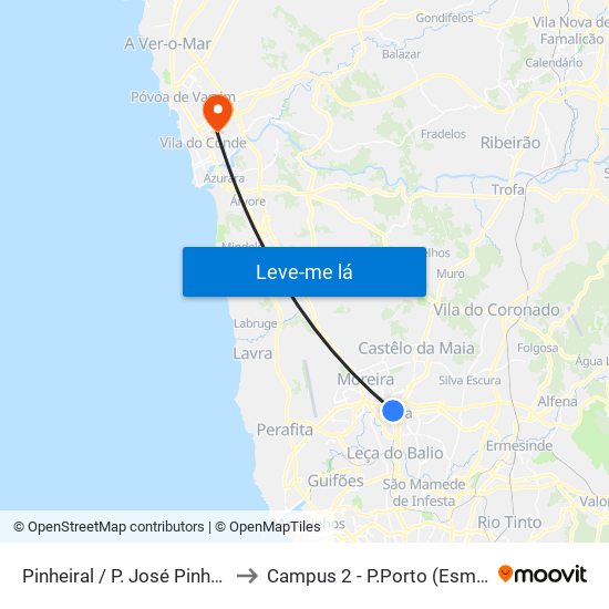 Pinheiral / P. José Pinheiro Duarte to Campus 2 - P.Porto (Esmad e Eseig) map