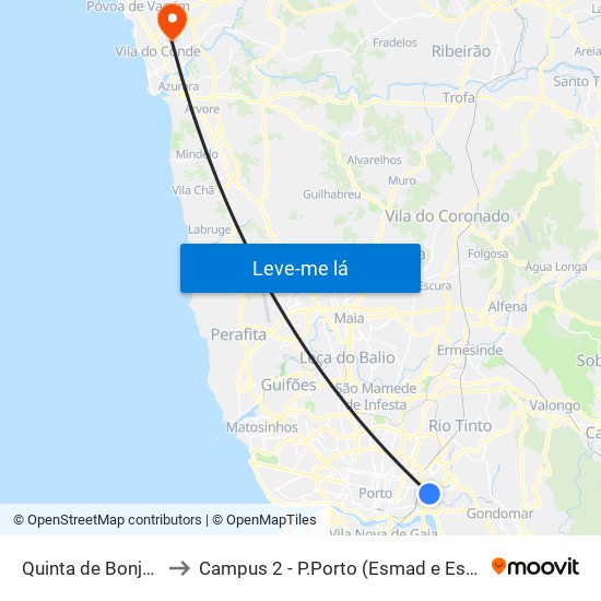 Quinta de Bonjóia to Campus 2 - P.Porto (Esmad e Eseig) map