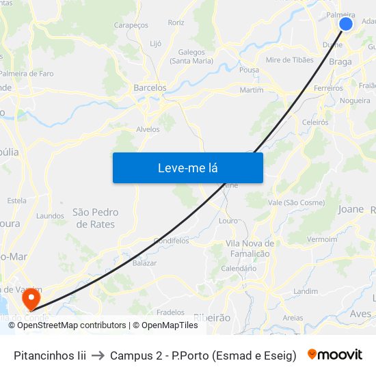 Pitancinhos Iii to Campus 2 - P.Porto (Esmad e Eseig) map