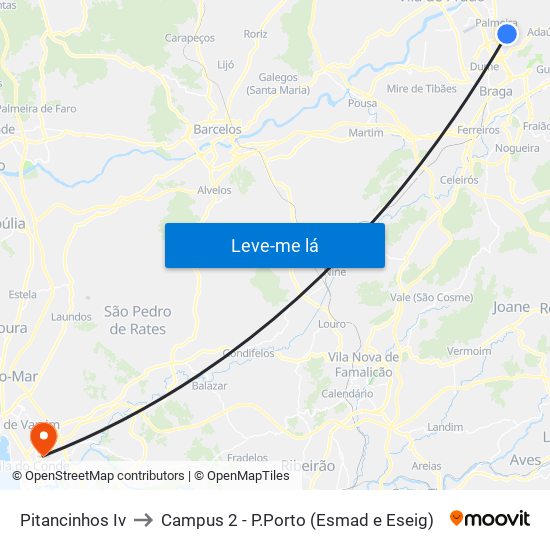 Pitancinhos Iv to Campus 2 - P.Porto (Esmad e Eseig) map
