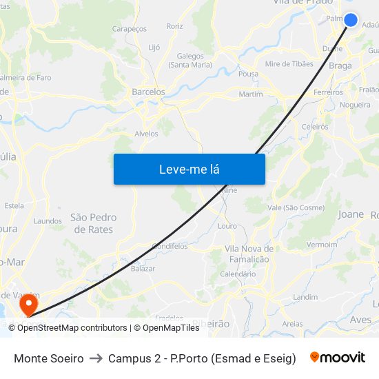 Monte Soeiro to Campus 2 - P.Porto (Esmad e Eseig) map