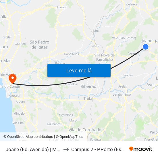 Joane (Ed. Avenida) | Mato da Senra to Campus 2 - P.Porto (Esmad e Eseig) map