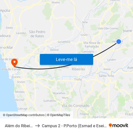 Além do Ribeiro to Campus 2 - P.Porto (Esmad e Eseig) map