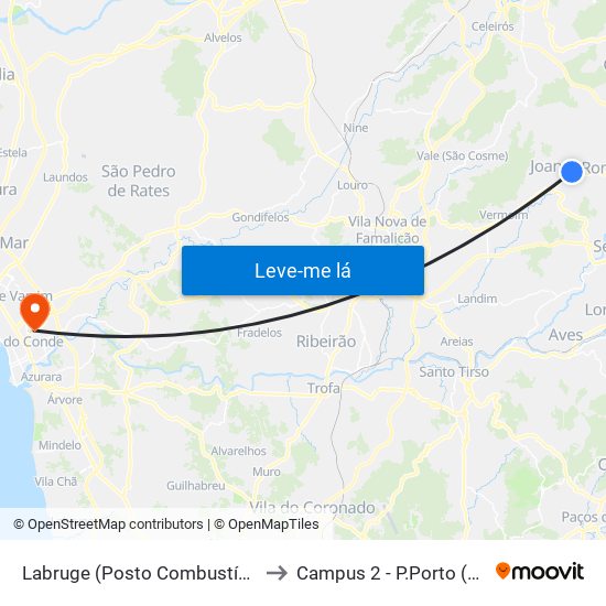 Labruge (Posto Combustível) | Monte do Rio to Campus 2 - P.Porto (Esmad e Eseig) map