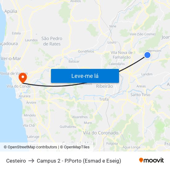 Cesteiro to Campus 2 - P.Porto (Esmad e Eseig) map