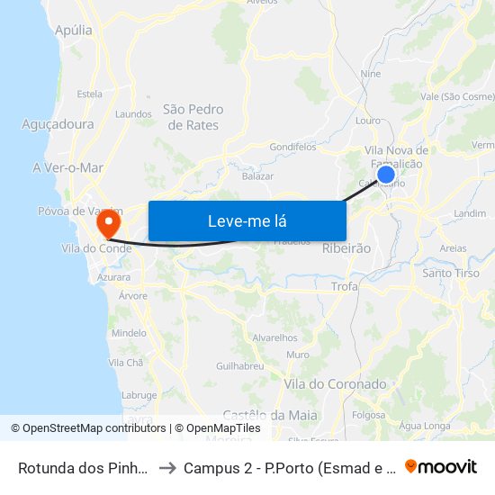 Rotunda dos Pinheiros to Campus 2 - P.Porto (Esmad e Eseig) map