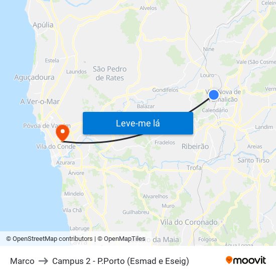 Marco to Campus 2 - P.Porto (Esmad e Eseig) map