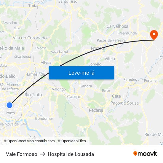 Vale Formoso to Hospital de Lousada map