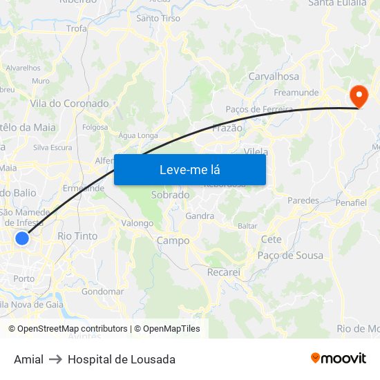 Amial to Hospital de Lousada map