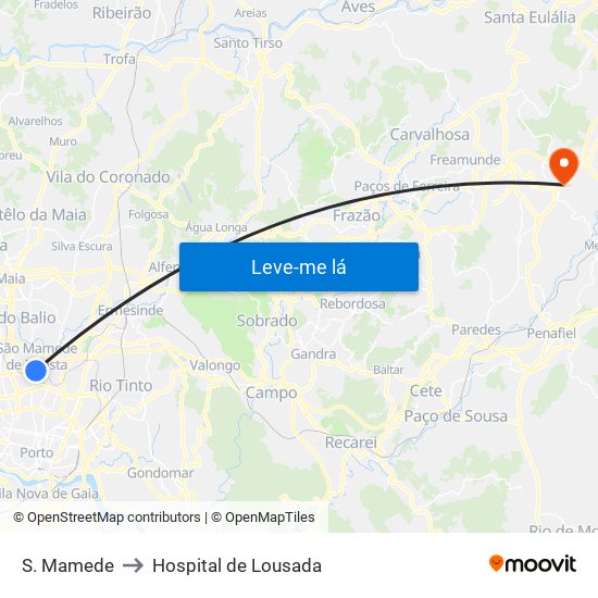 S. Mamede to Hospital de Lousada map