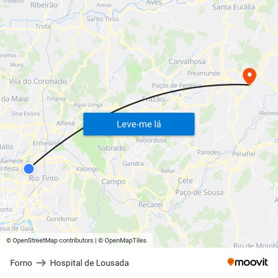 Forno to Hospital de Lousada map