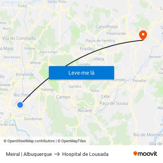 Meiral | Albuquerque to Hospital de Lousada map