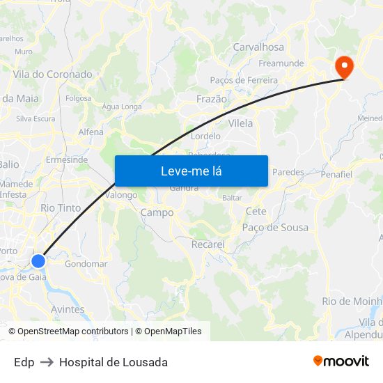 Edp to Hospital de Lousada map