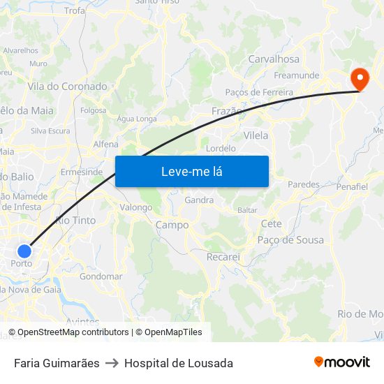 Faria Guimarães to Hospital de Lousada map