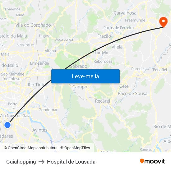 Gaiahopping to Hospital de Lousada map