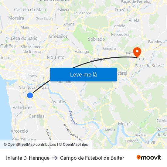 Infante D. Henrique to Campo de Futebol de Baltar map