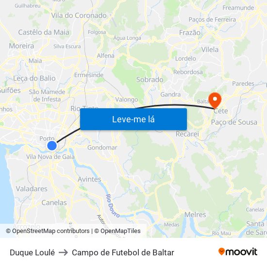Duque Loulé to Campo de Futebol de Baltar map