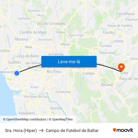 Sra. Hora (Hiper) to Campo de Futebol de Baltar map