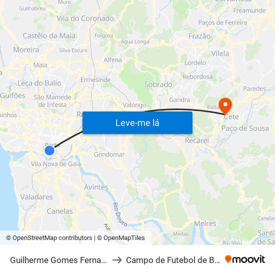 Guilherme Gomes Fernandes to Campo de Futebol de Baltar map