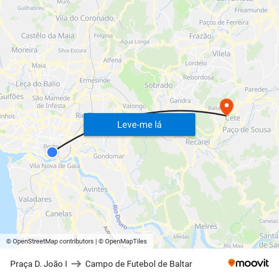 Praça D. João I to Campo de Futebol de Baltar map