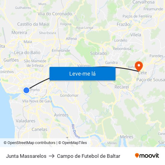 Junta Massarelos to Campo de Futebol de Baltar map