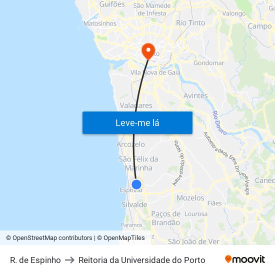R. de Espinho to Reitoria da Universidade do Porto map