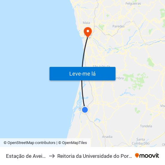 Estação de Aveiro to Reitoria da Universidade do Porto map