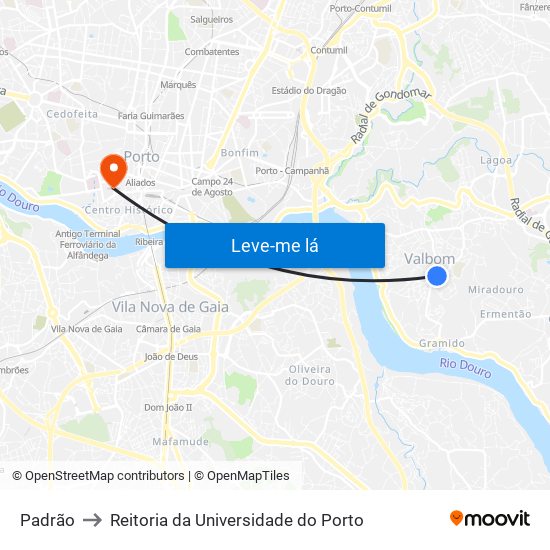 Padrão to Reitoria da Universidade do Porto map