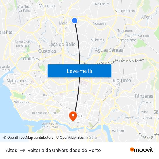 Altos to Reitoria da Universidade do Porto map