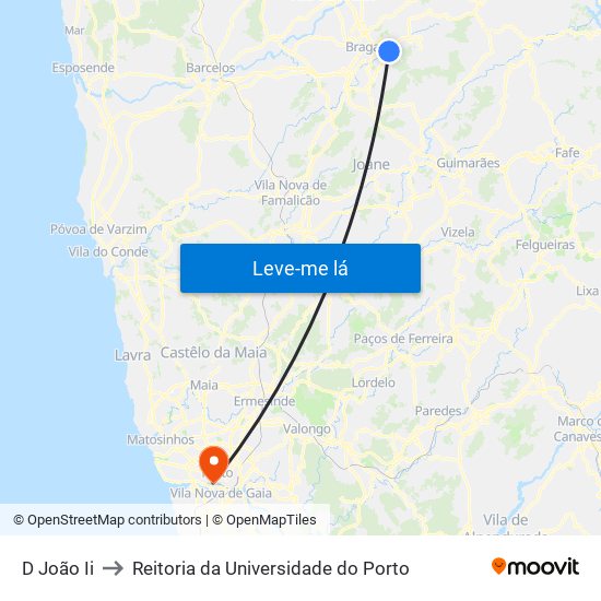 D João Ii to Reitoria da Universidade do Porto map