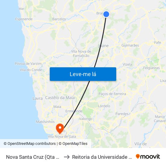 Nova Santa Cruz (Qta Armada) to Reitoria da Universidade do Porto map