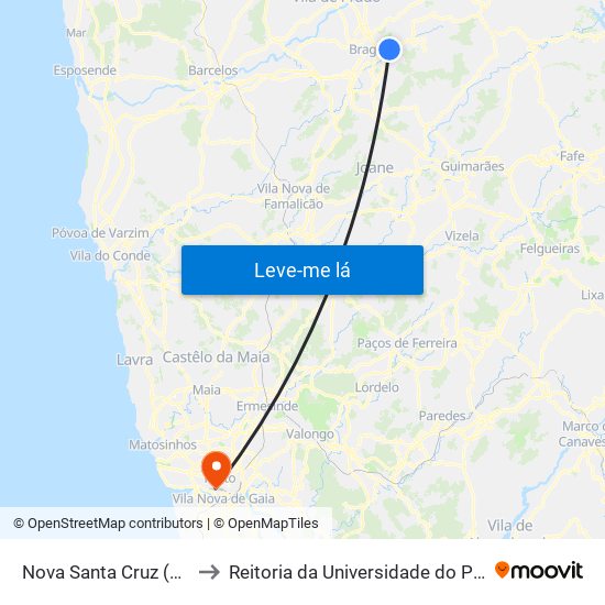 Nova Santa Cruz (Um) to Reitoria da Universidade do Porto map