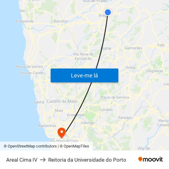 AREAL CIMA IV to Reitoria da Universidade do Porto map