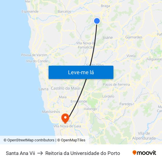 Santa Ana Vii to Reitoria da Universidade do Porto map