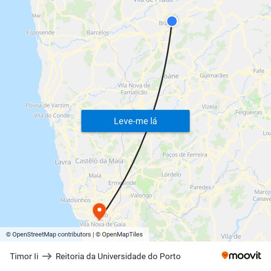 Timor Ii to Reitoria da Universidade do Porto map
