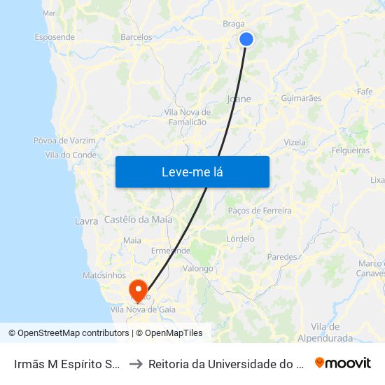 Irmãs M Espírito Santo to Reitoria da Universidade do Porto map