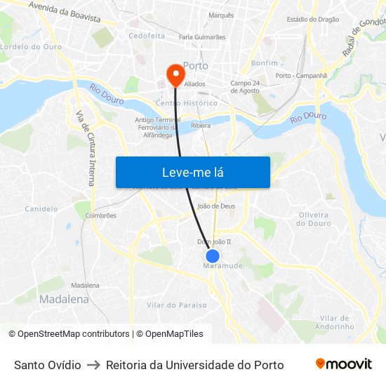 Santo Ovídio to Reitoria da Universidade do Porto map