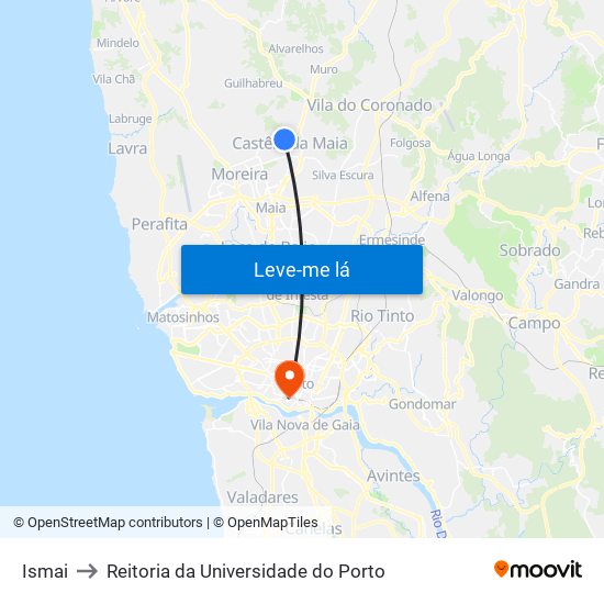 Ismai to Reitoria da Universidade do Porto map