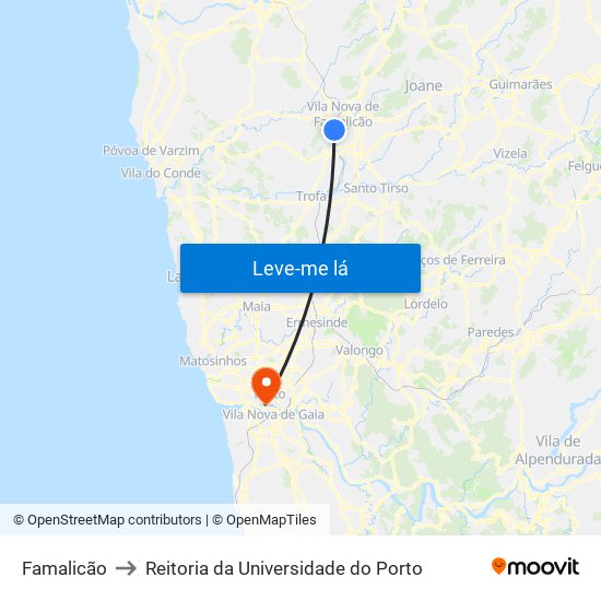 Famalicão to Reitoria da Universidade do Porto map