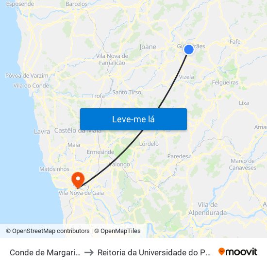 Conde de Margaride to Reitoria da Universidade do Porto map