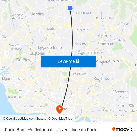 Porto Bom to Reitoria da Universidade do Porto map
