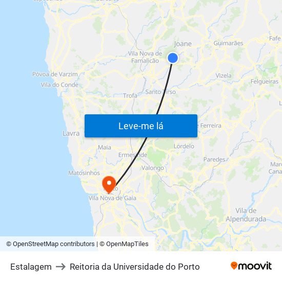 Estalagem to Reitoria da Universidade do Porto map