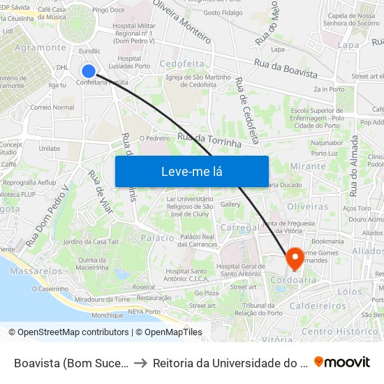 Boavista (Bom Sucesso) to Reitoria da Universidade do Porto map