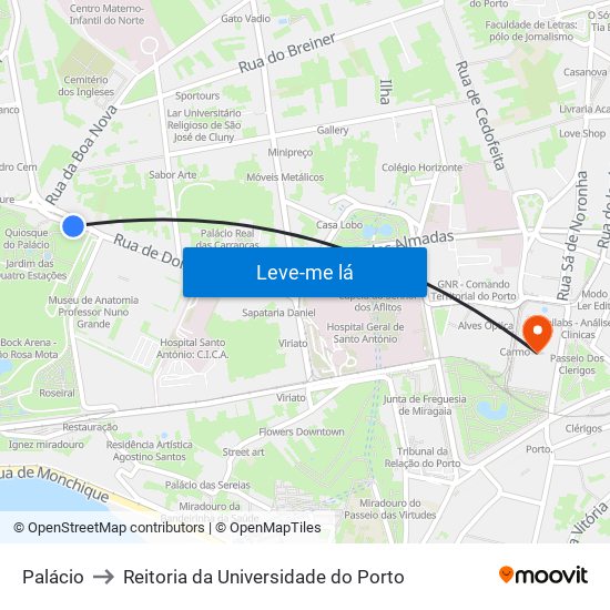 Palácio to Reitoria da Universidade do Porto map