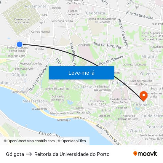 Gólgota to Reitoria da Universidade do Porto map